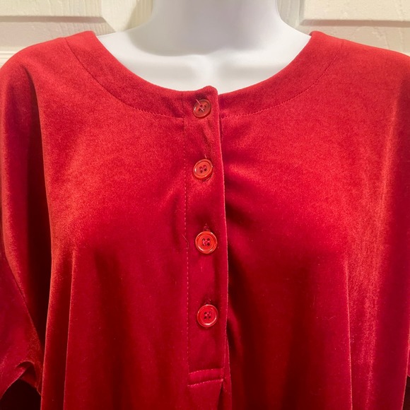 Gilligan and Omalley V-Neck Robe Womens Med. Pullover Red Plush Soft 0,1:S-1452 - Picture 6 of 10